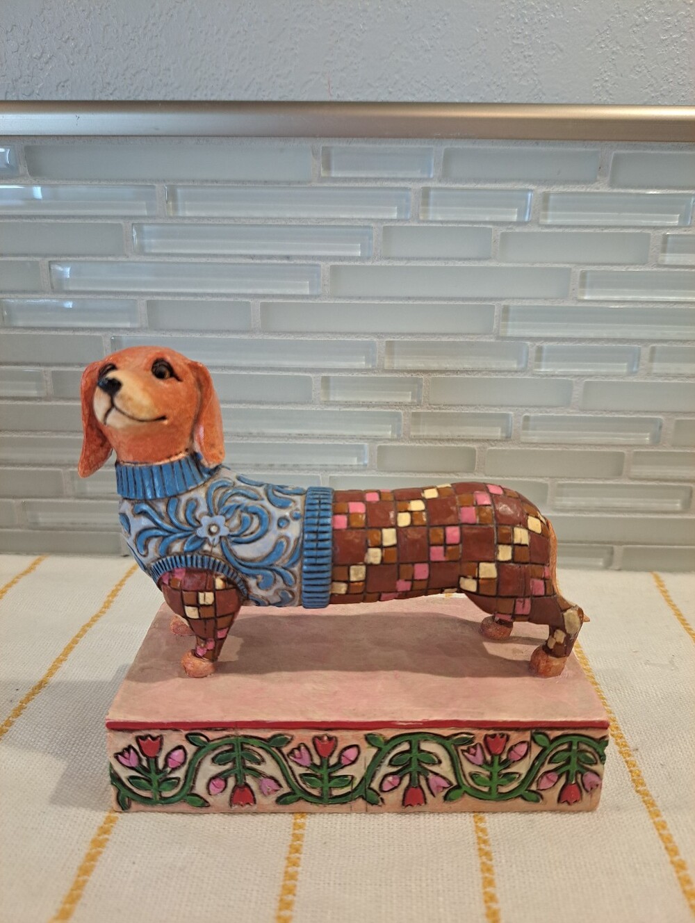 Jim Shore "Longfellow"Hand-Painted Dachshund Multi Colors. 2005